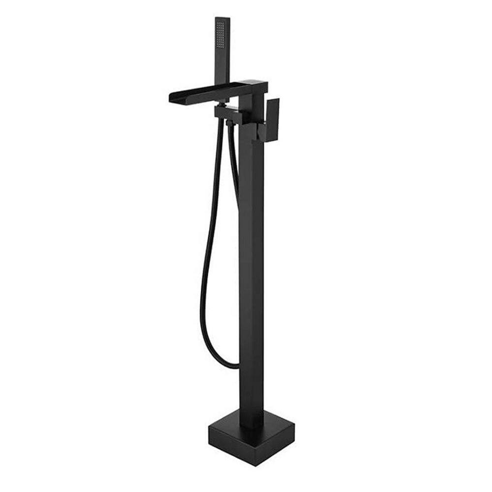 Waterfall Single-Handle Claw Foot Freestanding Tub Faucet with Square Hand 