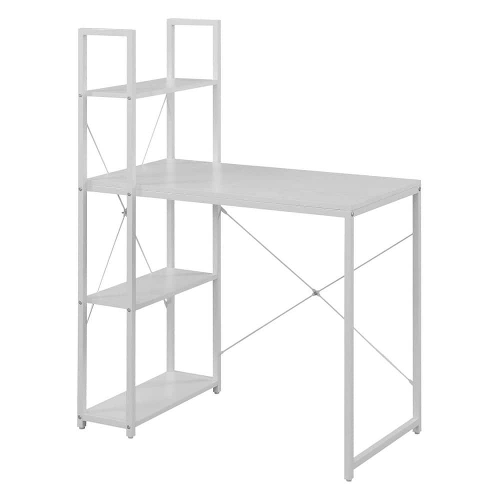 Modern White 36" Wood Office Workstation Desk with Filing Cabinet