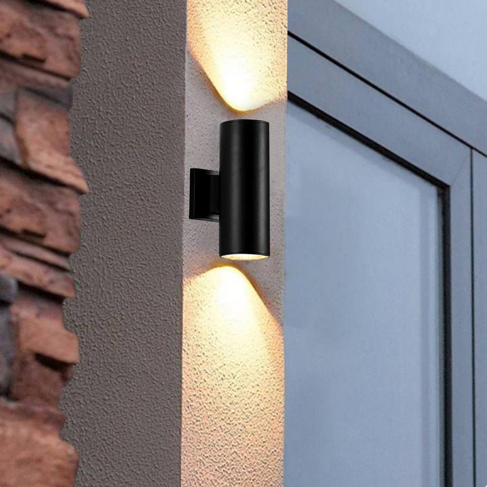 Matte Black Cylinder 11" LED Outdoor Sconce