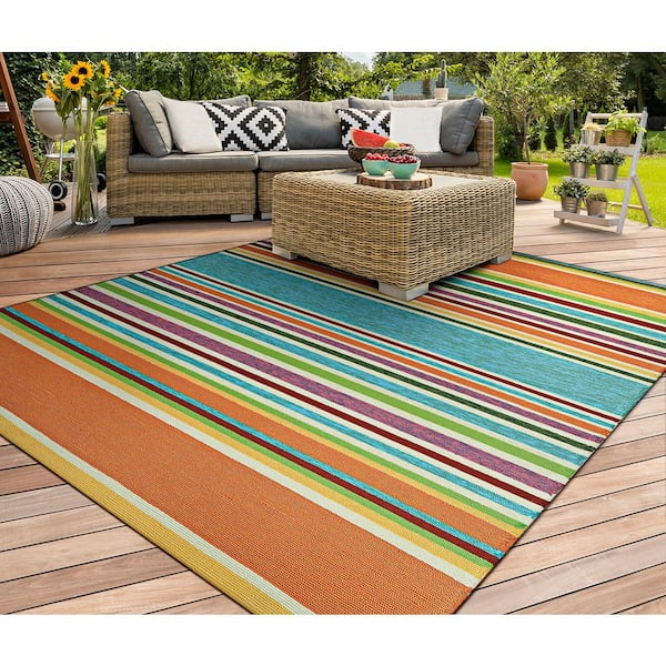 Covington Sherbet Stripe Multi 6 ft. x 8 ft. Indoor/Outdoor Area Rug