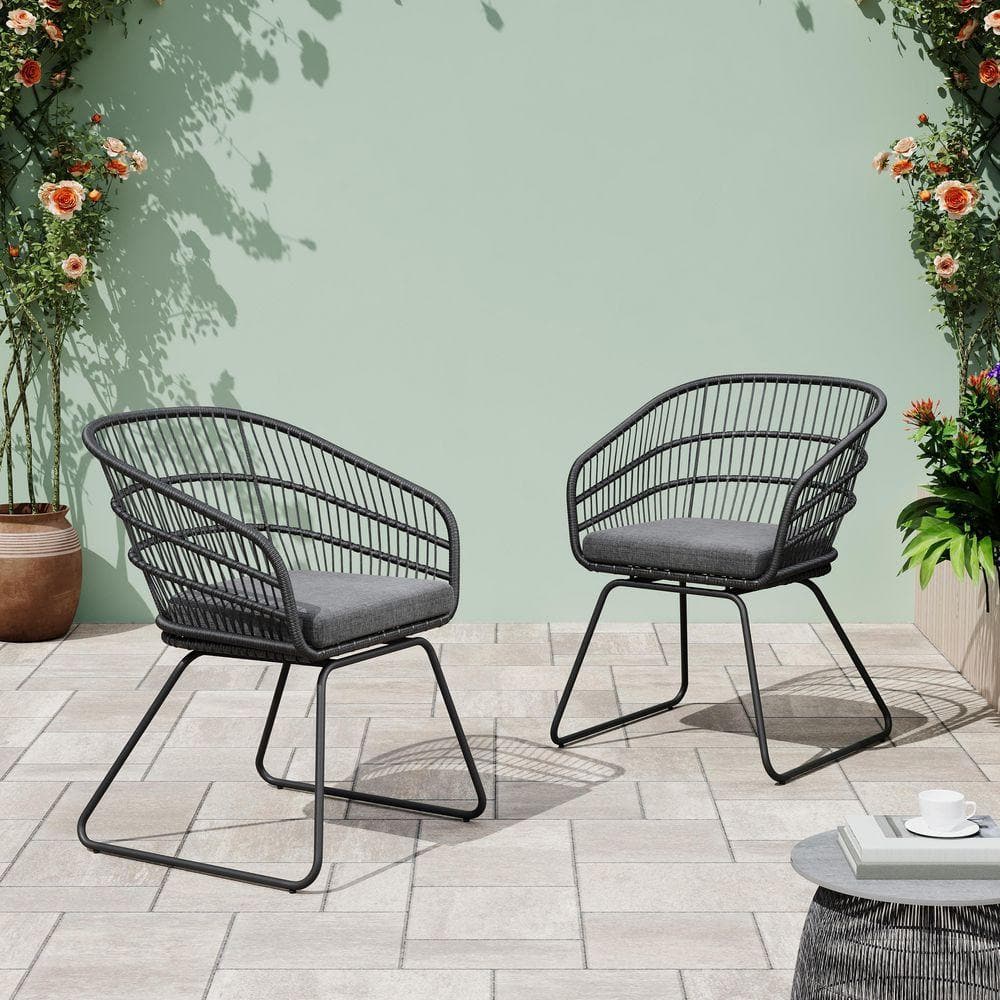 あい！ Grey All-Weather Wicker Outdoor Lounge Chair Patio Dining Chair