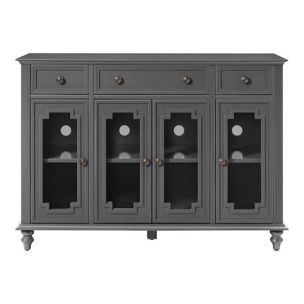 Home Decorators Collection Harriston Charcoal Black Solid Wood Glass Door Buffet