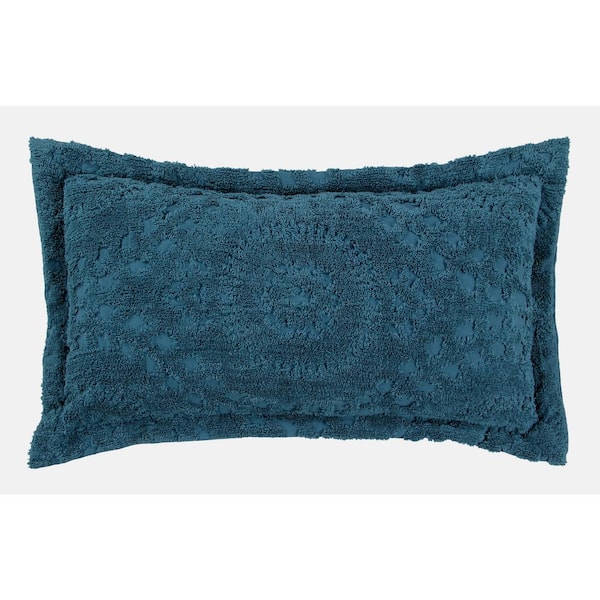 Better Trends Rio Collection Floral Design Teal King 100% Cotton Tufted Chenille Sham