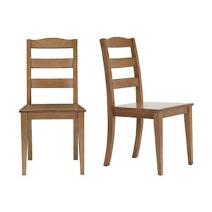 Patina Oak Finish Dining Chair with Ladder Back (Set of 2) (17.72 in. W x 36.77 in. H)
