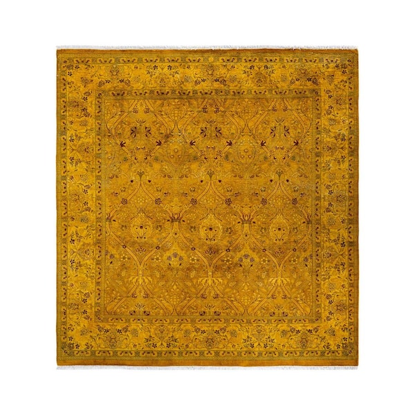 Overdyed Yellow 6 ft. 2 in. x 6 ft. 5 in. Wool Indoor Area Rug