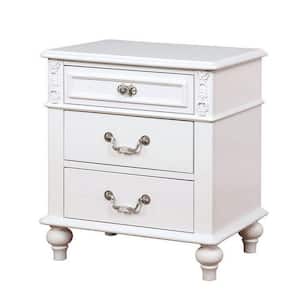 24 in. White 2-Drawer Wooden Nightstand