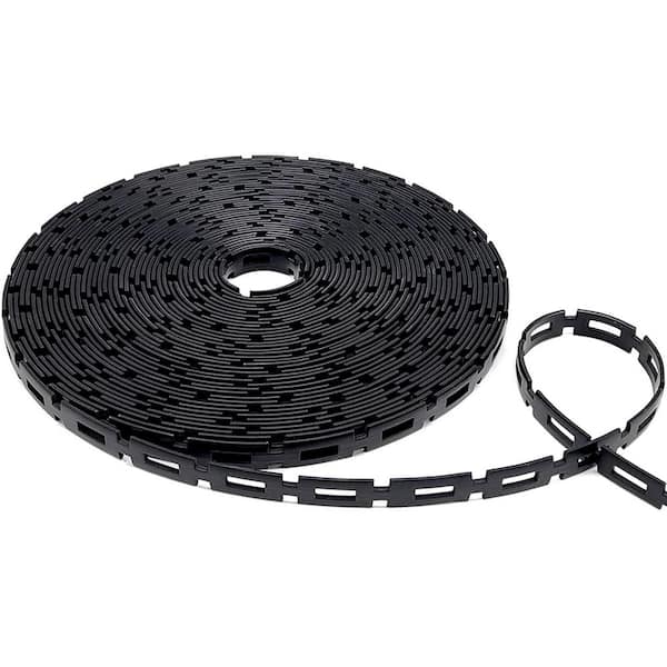 50 ft. L x 0.5 in. W Black Plastic Adjustable Tree Tie Strap Plant Support Chain Lock for Outdoor Garden
