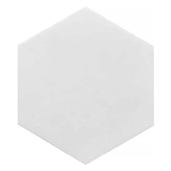 Nubes 10 in. x 10 in. Honed Snow White Marble Hexagon Wall and Floor Tile Sample