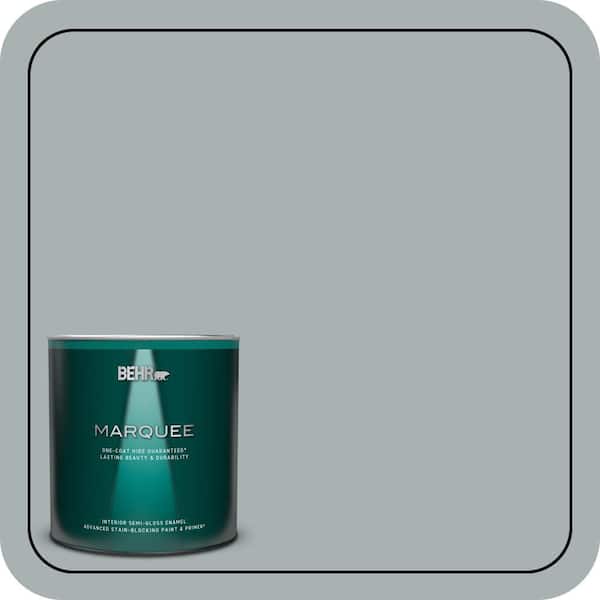 BEHR MARQUEE 1 qt. #730F-4 Flint Smoke One-Coat Hide Semi-Gloss Enamel Interior Paint & Primer