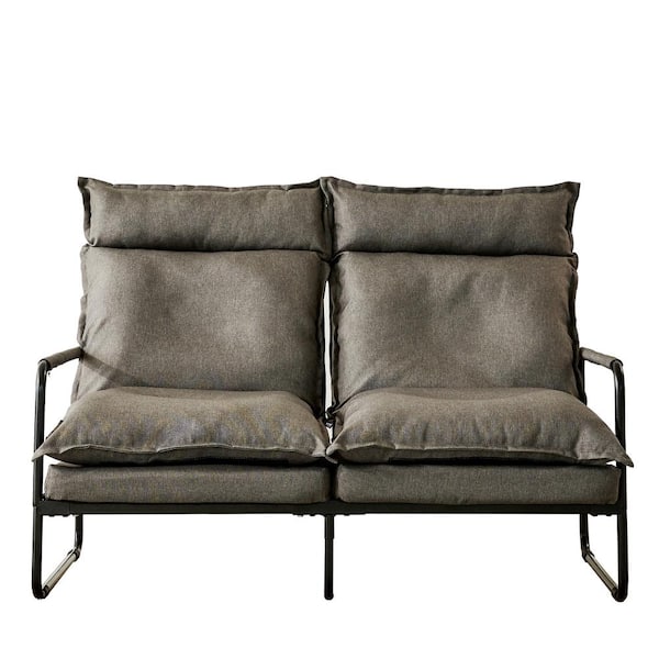 AndMakers Bake Grey Upholstery Double Seats Reclining Sofa