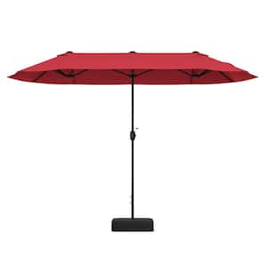 13 ft. Double-Sided Market Patio Umbrella with Crank Handle in Wine