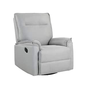 360° Grey Swivel Linen Fabric Manual Recliner Chair for Living Room