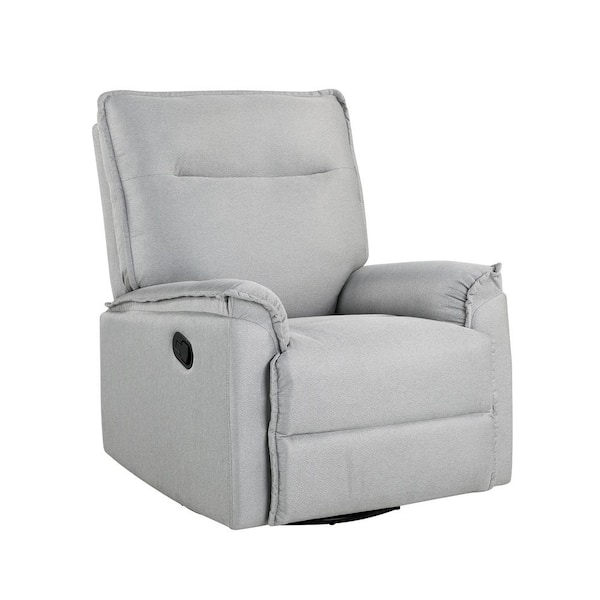 Clihome 360° Grey Swivel Linen Fabric Manual Recliner Chair for Living Room