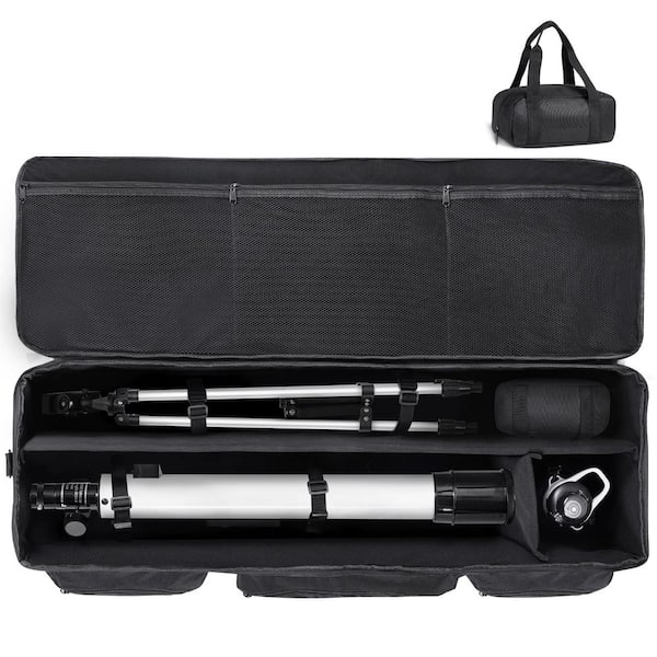 SKYSHALO Telescope Case 40.7 in. Telescope Large Storage Briefcase with Fixed Buckles Multi-Pocket and Detachable Divider (Black）