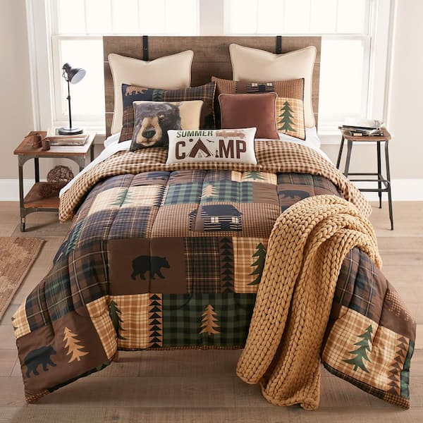 Brown Bear Cabin 3-Piece Polyester Queen Comforter Set