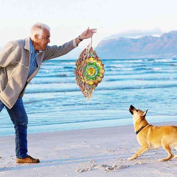 Mandala Wind Spinner with Crystal Ball Romatic Flower 3D Stainless