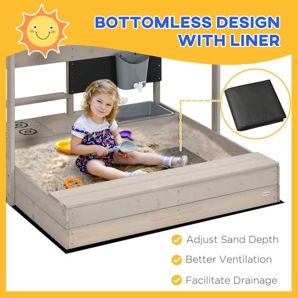 Huluwat 3.6 ft. W x 3.7 ft. L Wood Rectangle Sandbox with Huluwat 3.6 ft. W x 3.7 ft. L Wood Rectangle Sandbox with
