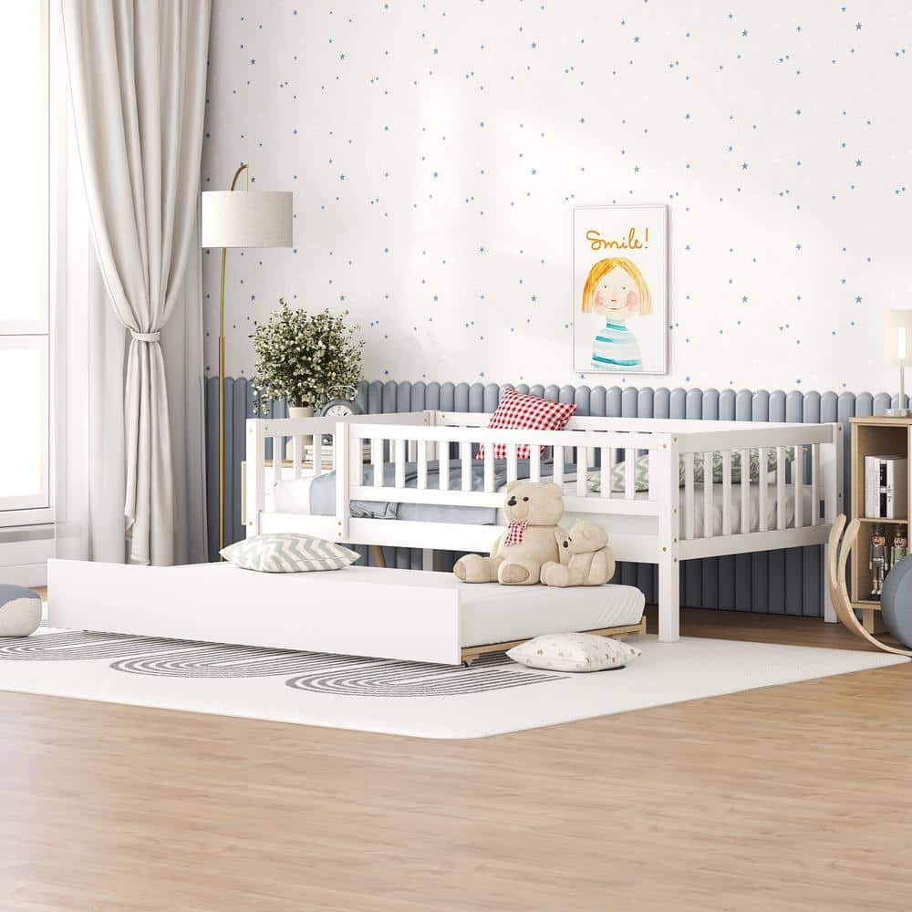 Harper & Bright Designs White Twin Size Wood Daybed with Trundle and ...