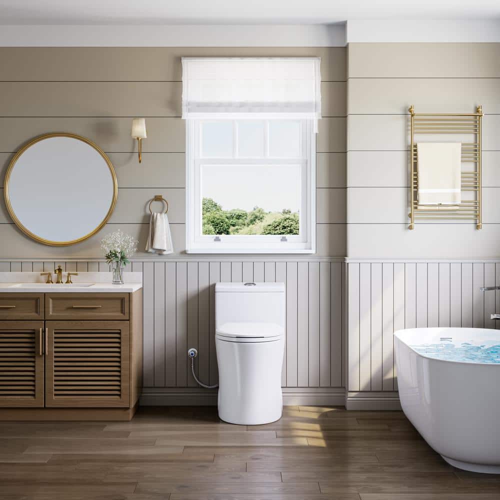 Matte White Elongated Dual Flush One-Piece Toilet