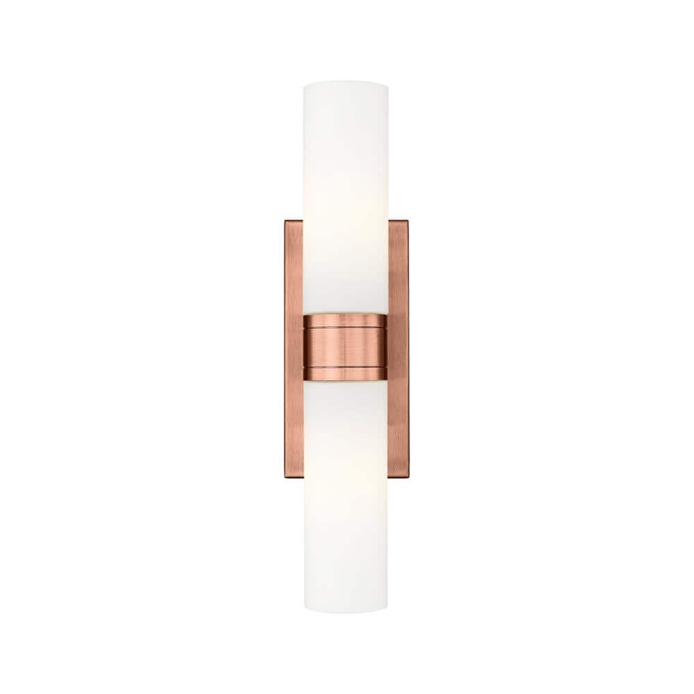 Ballston Urban 18 in. 2-Light Antique Copper Vanity Light with Glass Shade price history on PriceWatchPro