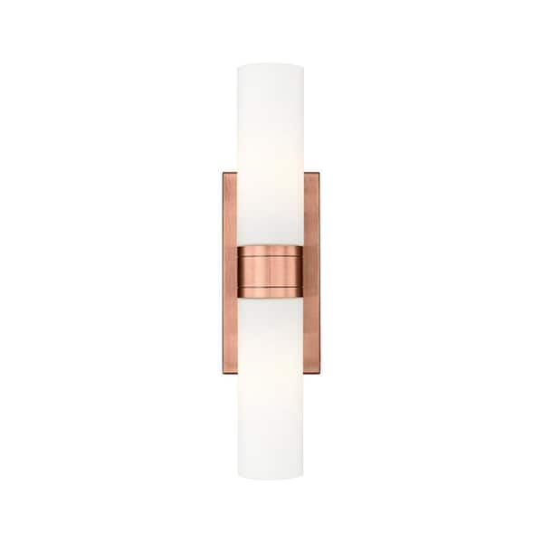 Innovations Ballston Urban 18 in. 2-Light Antique Copper Vanity Light with Glass Shade