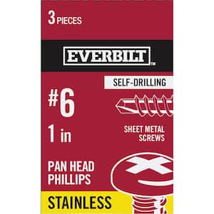 #6 1 in. Phillips Pan-Head-Self-Drilling Sheet Metal Screwss (3-Pack)