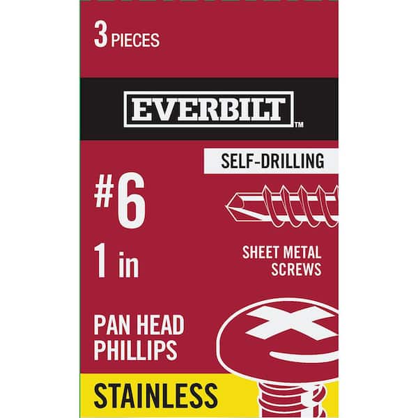 Everbilt #6 1 in. Phillips Pan-Head-Self-Drilling Sheet Metal Screwss (3-Pack)