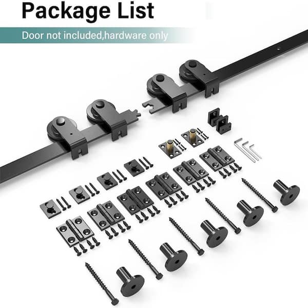 6 ft. /72 in. I Shape Frosted Black Top Mount Bi-Fold Sliding Barn Door Hardware Track Kit for 4-Doors