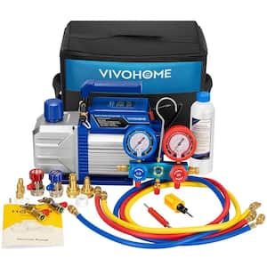 110-Volt 1/3 HP 4.5CFM Single Stage HVAC Vacuum Pump Kit with AC Manifold Gauge