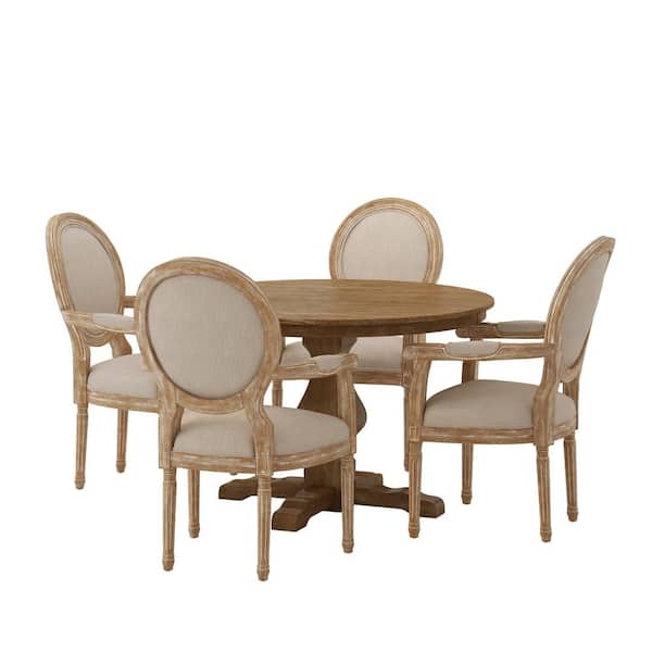 Noble House Alamosa 5-Piece natural and Beige Dining Set