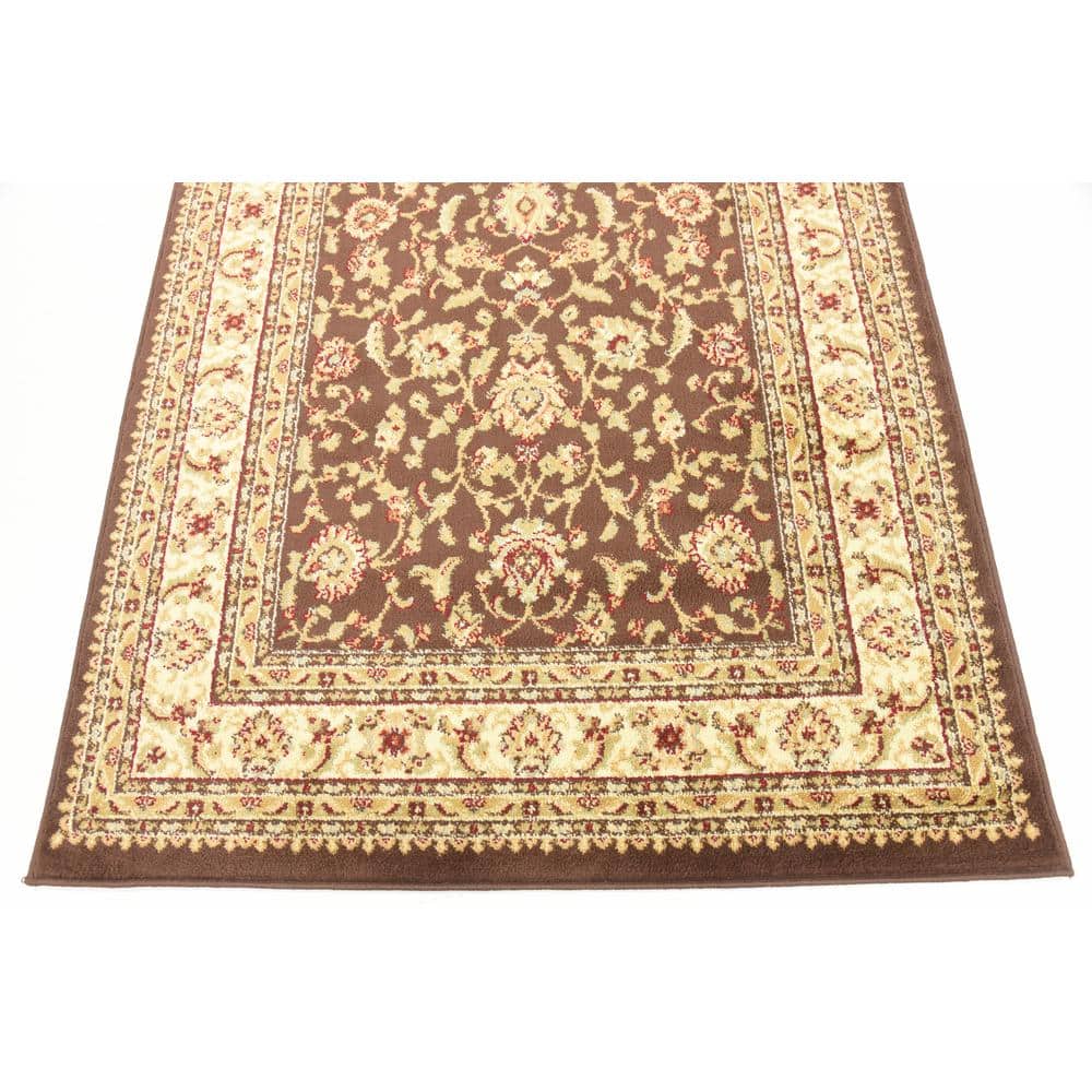 Classic Elegance 4' x 6' Brown Floral Synthetic Area Rug
