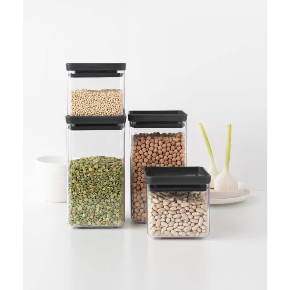 Tastyplus, Set of 4, Plastic Stackable Square Canisters, 2 x 0.7 qt. and 2 x 1.7 qt. with Dark Gray Lid price history on PriceWatchPro