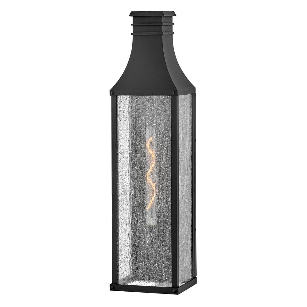 Museum Black Dimmable LED Wall Lantern with Seedy Glass