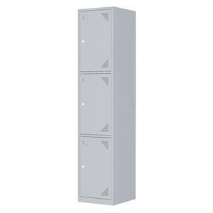 3-Tier 70.98 in. H Gray Metal File Cabinet Locker with 3 Doors and Keys