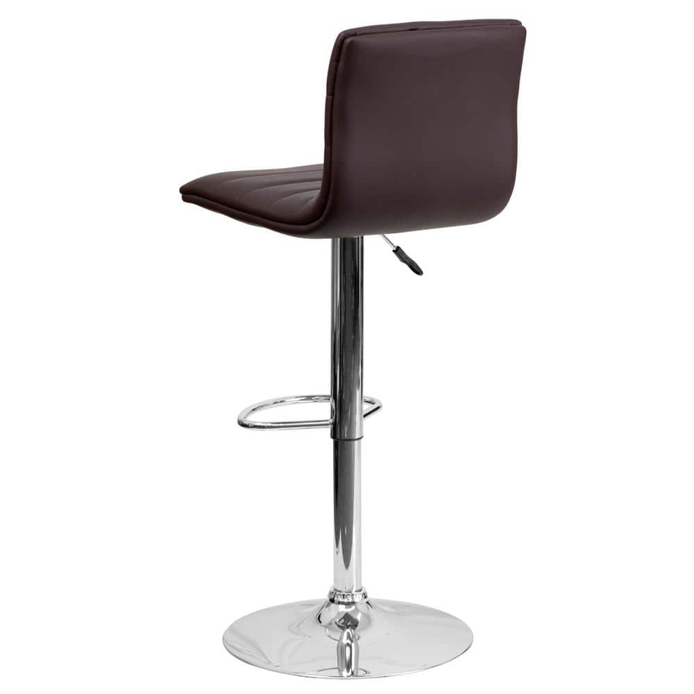 Modern Swivel Adjustable Barstool in Brown Vinyl with Chrome Base