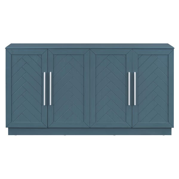 家具・インテリア For nat 60.1 in. W x 15.8 in. D x 32 in. H Antique Blue Linen Cabinet with
