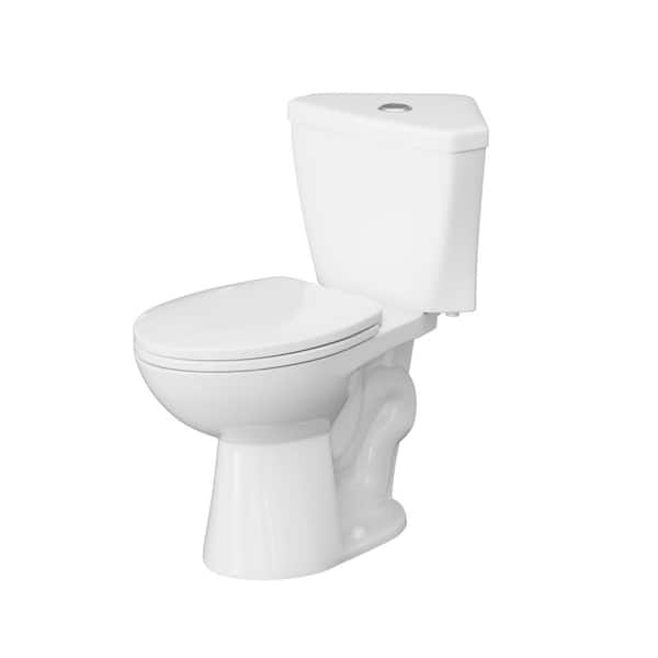 Compact Corner Bathroom Toilet, 2-Piece Elongated, 0.8/1.28 GPF Dual Flush, with Soft-Close Cover, ADA Compliant