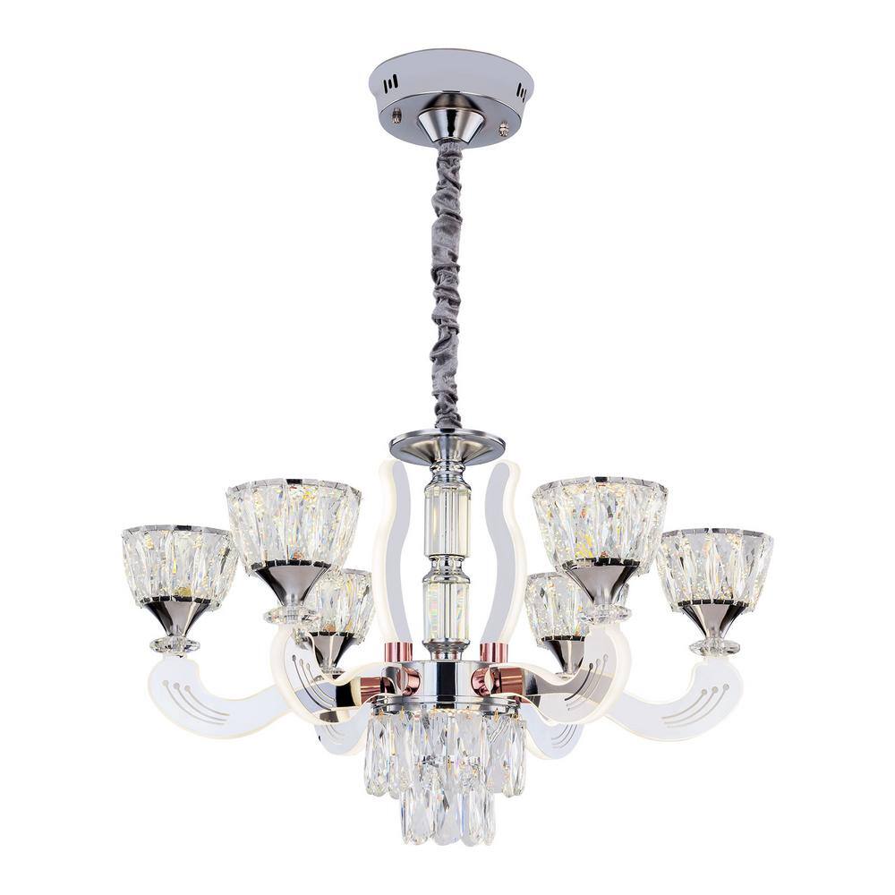 Jasmine 6 Light 120V Chandelier in Polished Silver with Clear Optic Crystal main image 0