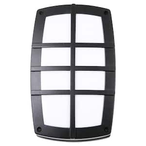 11.4 in. Black Outdoor Hardwired Bulkhead Sconce with Non-Dimmable Integrated LED Selectable CCT
