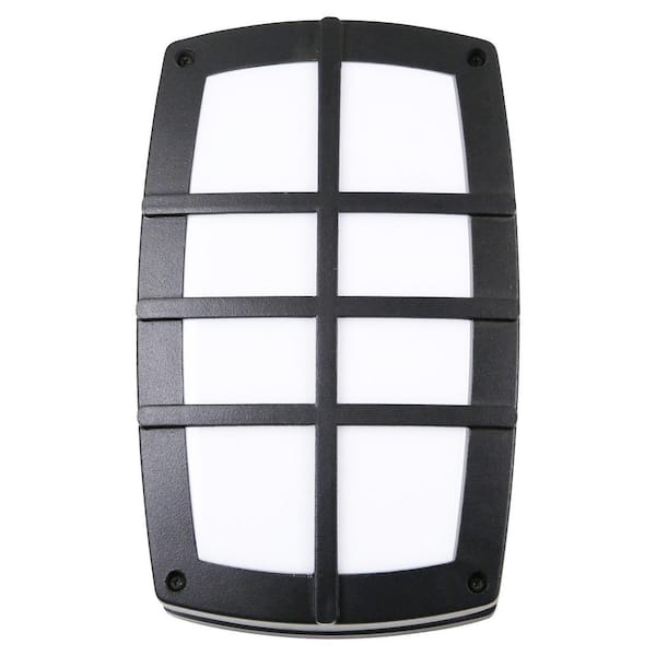 Sunlite 11.4 in. Black Outdoor Hardwired Bulkhead Sconce with Non-Dimmable Integrated LED Selectable CCT