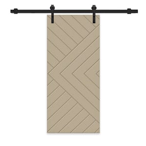 Chevron Arrow 24 in. x 84 in. Fully Assembled Unfinished MDF Modern Sliding Barn Door with Hardware Kit