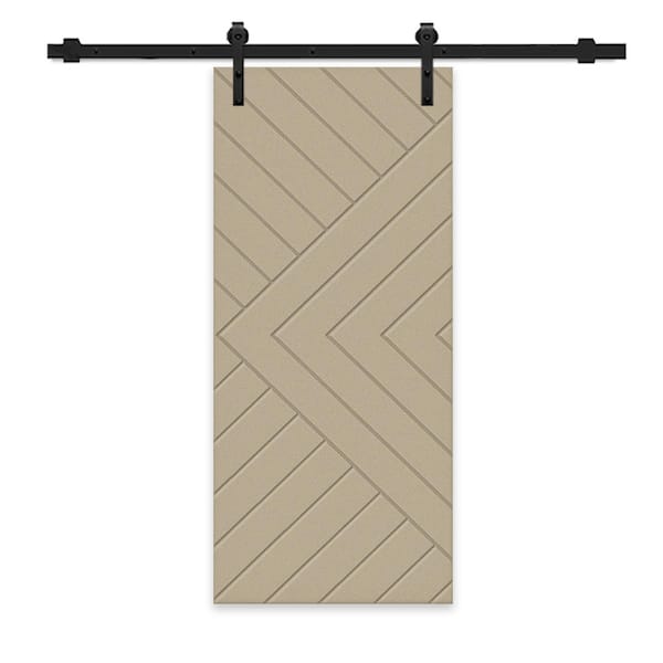 CALHOME Chevron Arrow 36 in. x 84 in. Fully Assembled Unfinished MDF Modern Sliding Barn Door with Hardware Kit