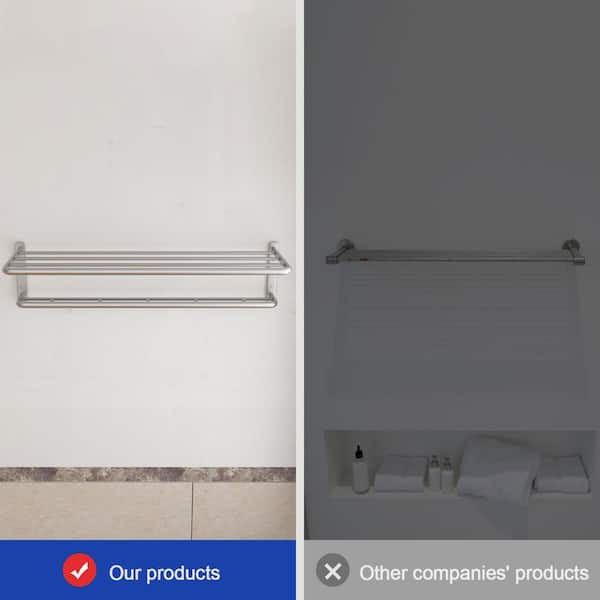 Aluminum Alloy 6 Towel Holders Wall Mounted 21.26 in. Towel Rack in Silver
