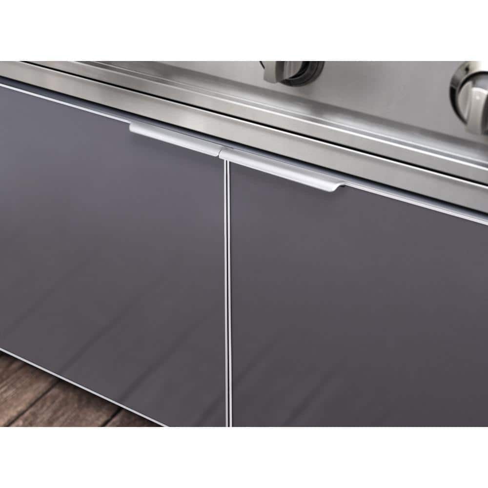 Gray Stainless Steel 40" Gas Grill Cabinet with Driftwood Finish
