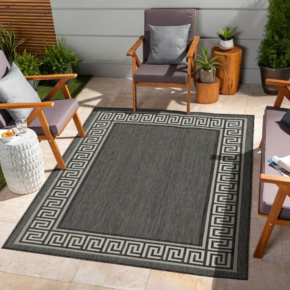 Anthracite 2 ft. 7 in. x 7 ft. 3 in. Indoor/Outdoor Area Rug price history on PriceWatchPro