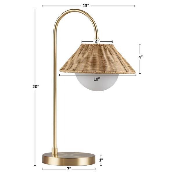 INK IVY Laguna 20 in. Gold Natural Rattan Weave Shade Table Lamp II153 0152 The Home Depot