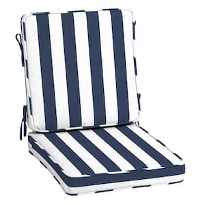 ProFoam 20 in. x 20 in. Outdoor High Back Dining Chair Cushion in Sapphire Blue Cabana Stripe