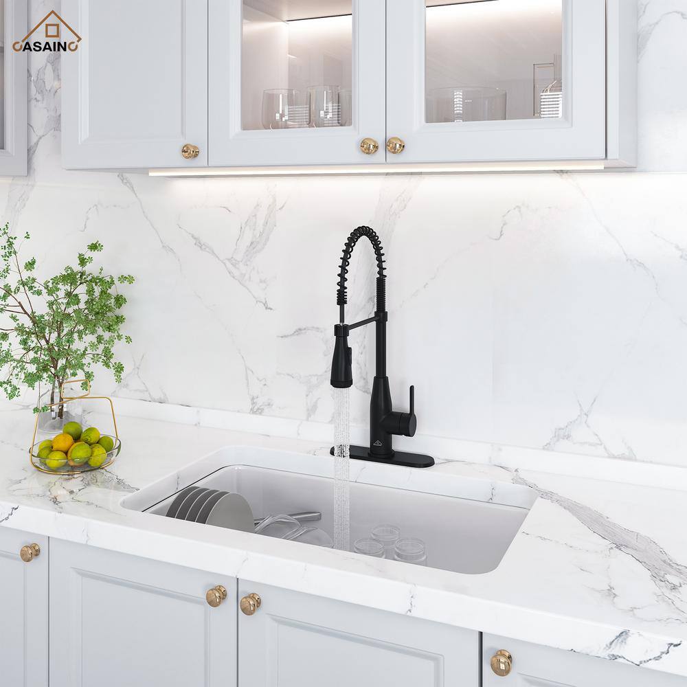 Matte Black Stainless Steel Pull Down Sprayer Kitchen Faucet