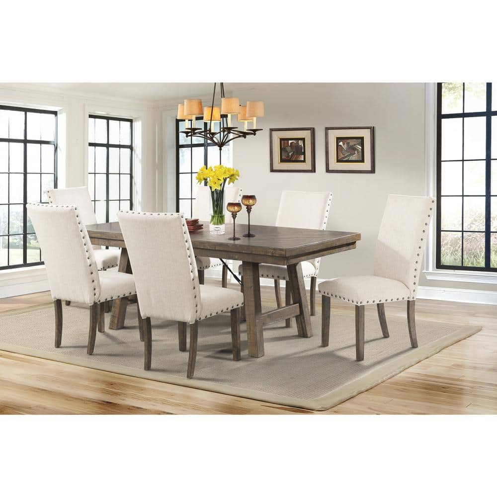Rustic Flair Extendable Dining Table in Smokey Walnut with Turnbuckle Accents