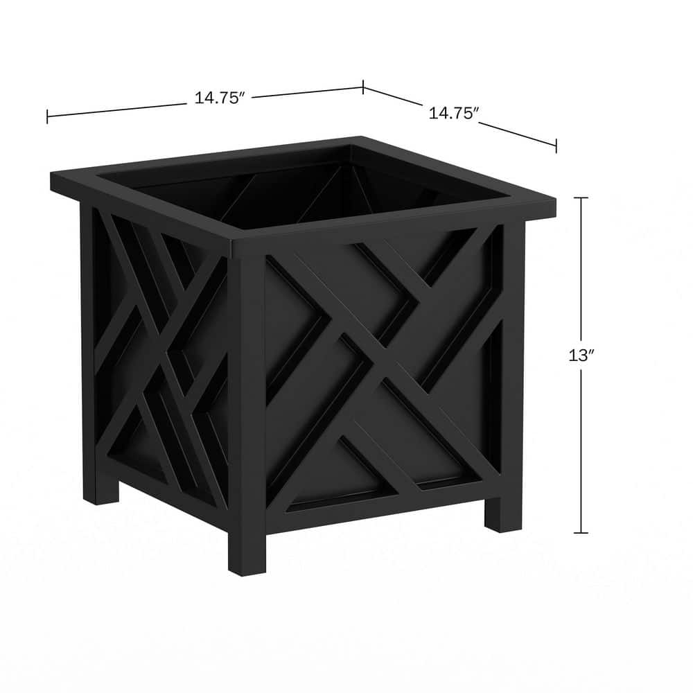 Black Square Farmhouse Outdoor Wall-Mount Planter Box Set